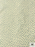 Italian Hazy Dotted Fine Stretch Cotton Poplin - Cream / Navy / Turquoise