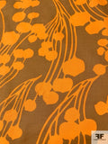 Streaming Floral Stems Silhouette Printed Organic Cotton Lawn - Caramel / Orange