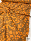 Streaming Floral Stems Silhouette Printed Organic Cotton Lawn - Caramel / Orange