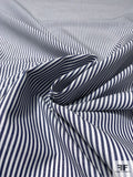 Vertical Striped Yarn-Dyed Cotton Shirting - Postal Blue / White