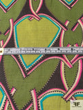 Exotic Printed Lightweight Linen - Lime / Olive / Brownstone / Hot Pink / Turquoise
