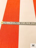 Vertical Striped Cotton Canvas with Water Repellent Finish - Orange Rouge / Ivory