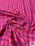 2-Ply Double Sided Plaid Cotton Voile - Hot Pink / Purple / Yellow