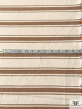 Italian Horizontal Striped Cotton-Linen with Laundered Finish - Brown / Ivory