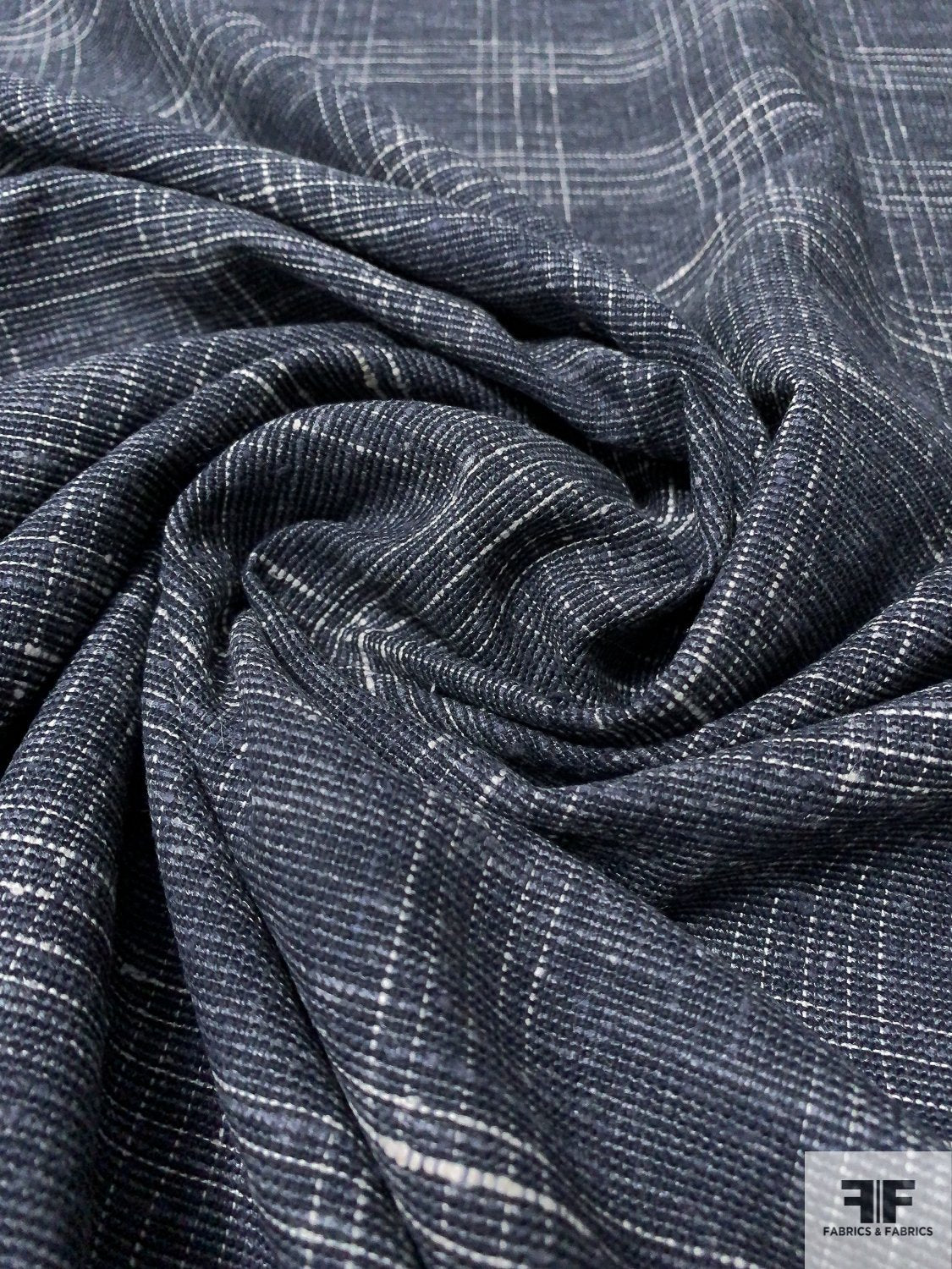 Italian Glen Check Plaid Cotton Linen - Grey / Black / Off-White
