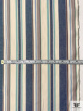 Vertical Multisize Striped Cotton Chambray - Denim Blue / Aqua / Blue / Brown