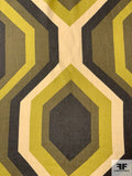 Large Scale Geometric Linen - Olive / Lime / Beige