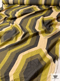 Large Scale Geometric Linen - Olive / Lime / Beige
