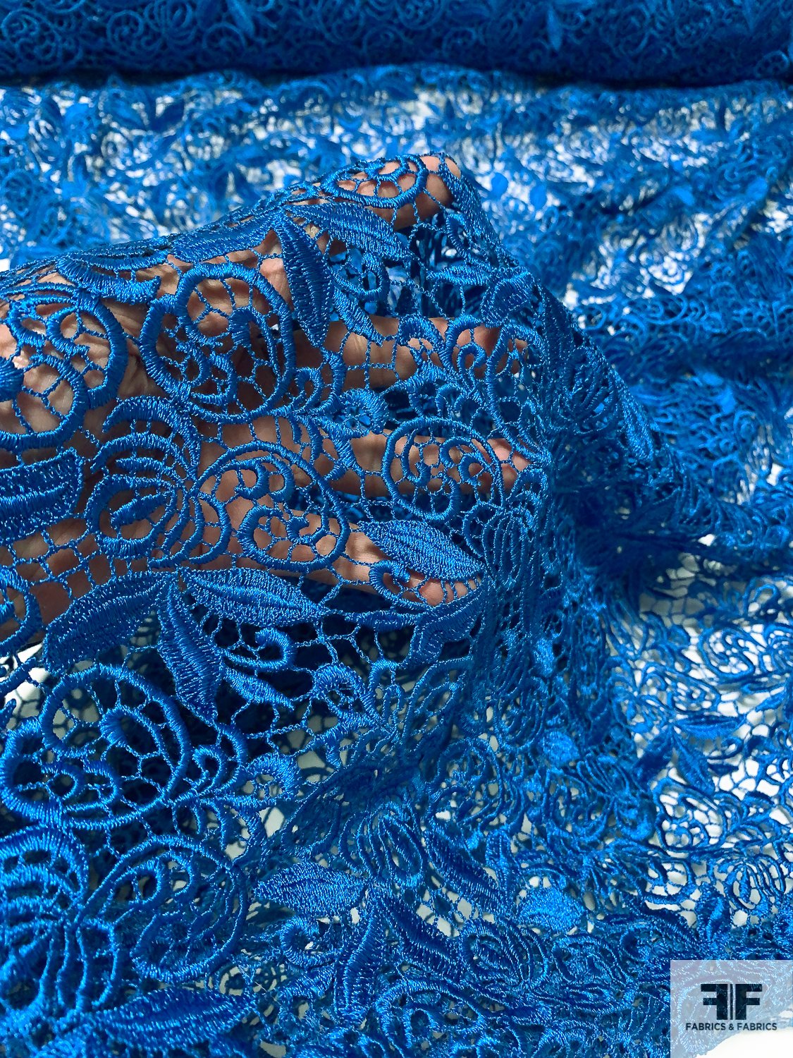 Leaf Paisley Guipure Lace - Cobalt Blue