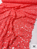 Leaf and Floral Guipure Lace - Deep Coral