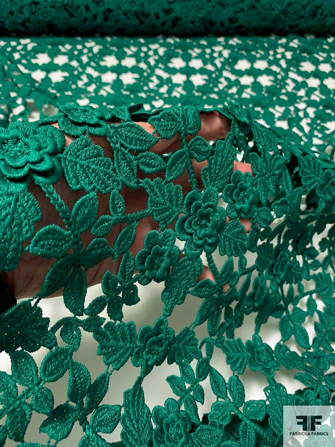 Oscar de la Renta 3D Floral Guipure Lace - Hunter Green