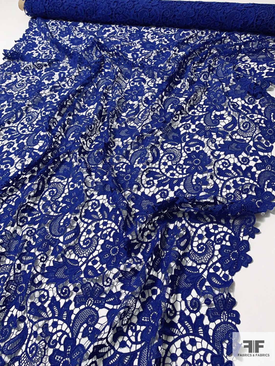 Paisley Floral Guipure Lace - Deep Royal Blue