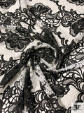 Floral Fanfare Guipure Lace - Black / White