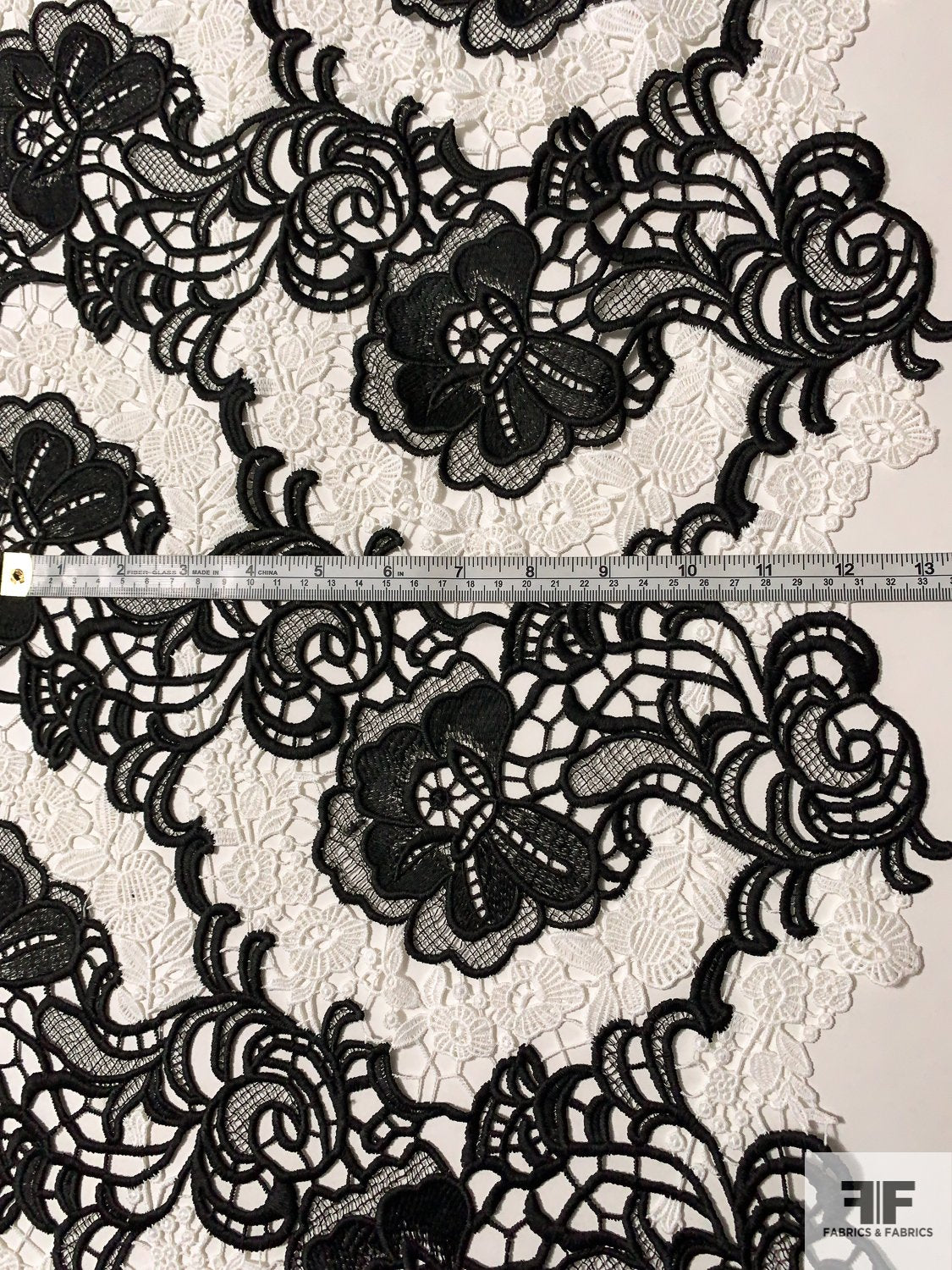 Floral Fanfare Guipure Lace - Black / White