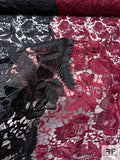 Floral 2-Color Guipure Lace - Wine Red / Black