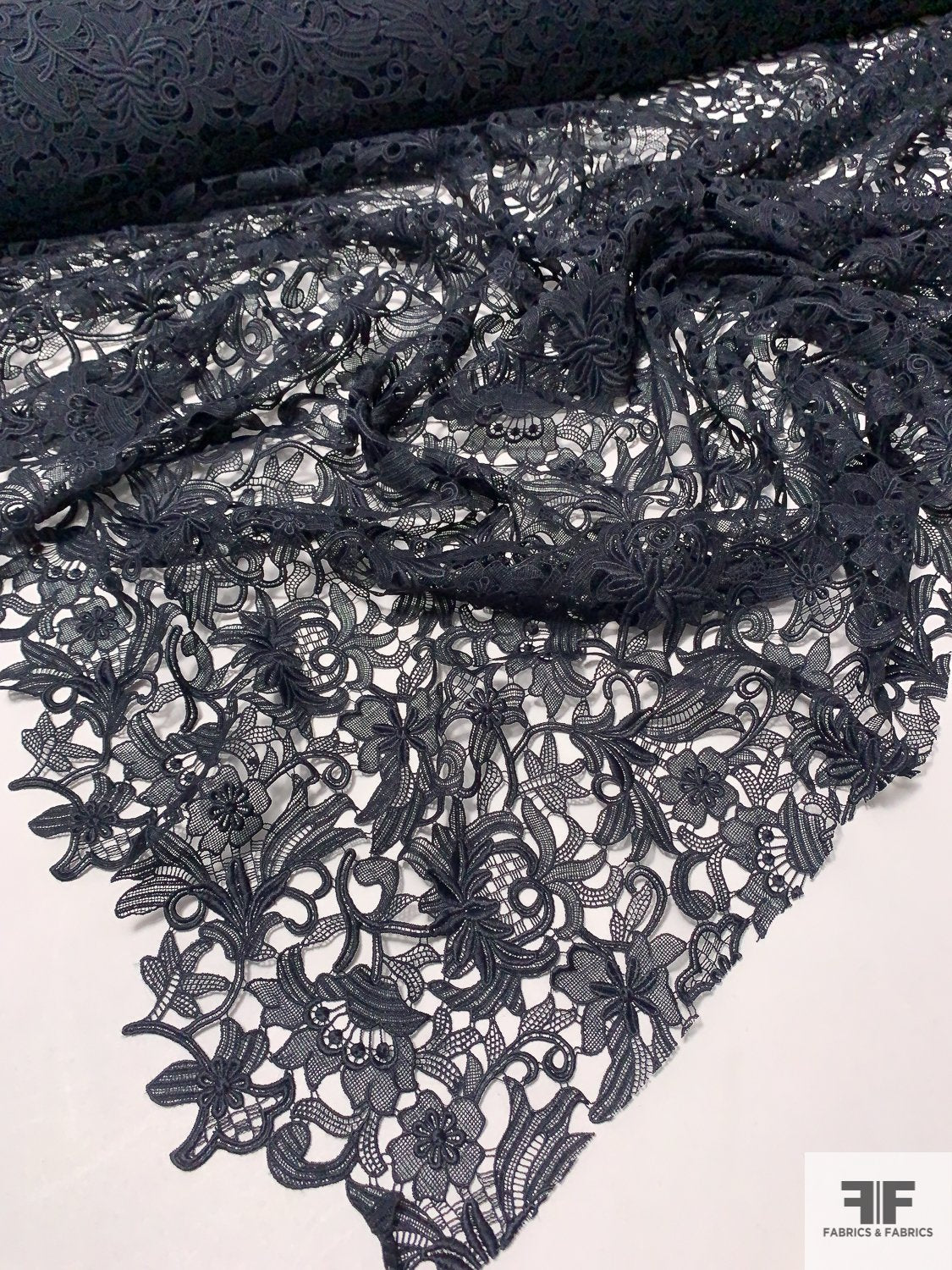 Floral Guipure Lace - Midnight Navy