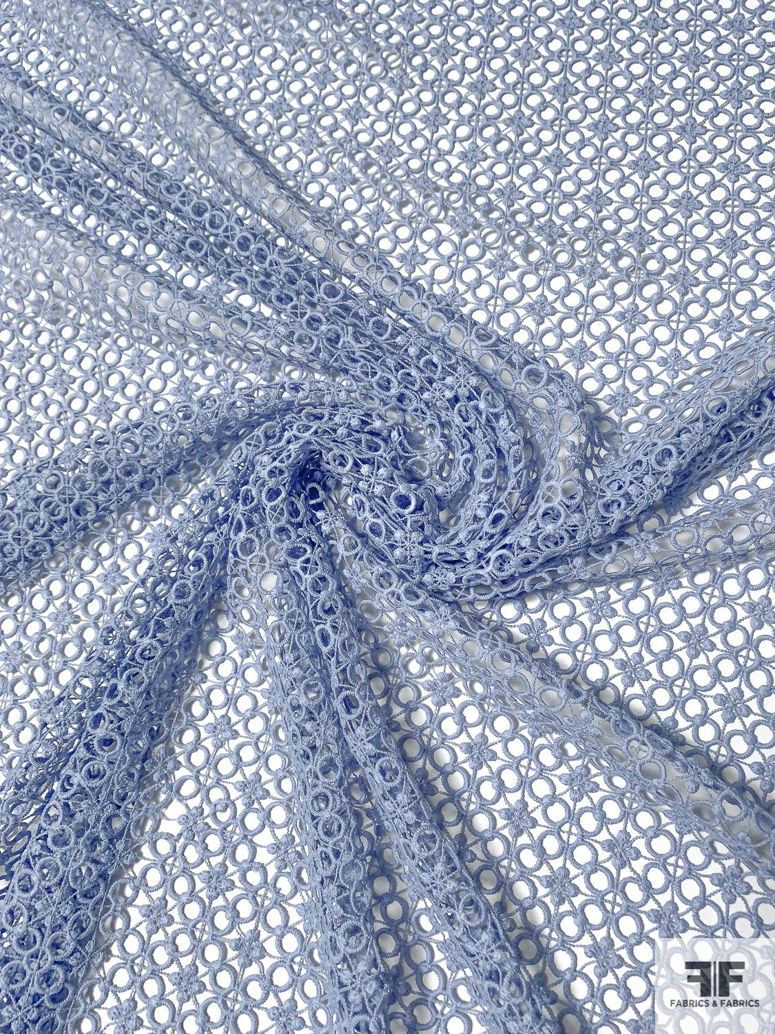 Circles and Floral Guipure Lace - Periwinkle