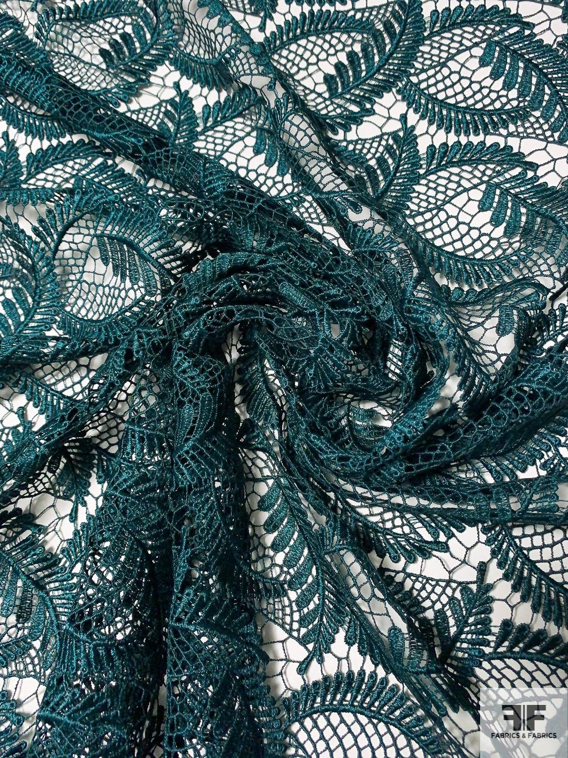 Leaf Design Guipure Lace - Teal  FABRICS & FABRICS – Fabrics & Fabrics