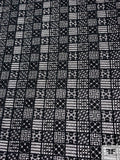Swiss Geometric Box Designs Fine Cotton Guipure Lace - Black