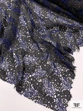 Italian Leaf and Floral Guipure Lace - Dark Grey / Navy