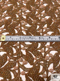 French Leaf Design Guipure Lace with Lurex Circles - Tawny Brown / Gold