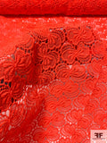 Floral Cotton Guipure Lace - Hot Coral