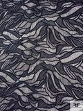 Wavy Leaf Striations Guipure Lace - Navy