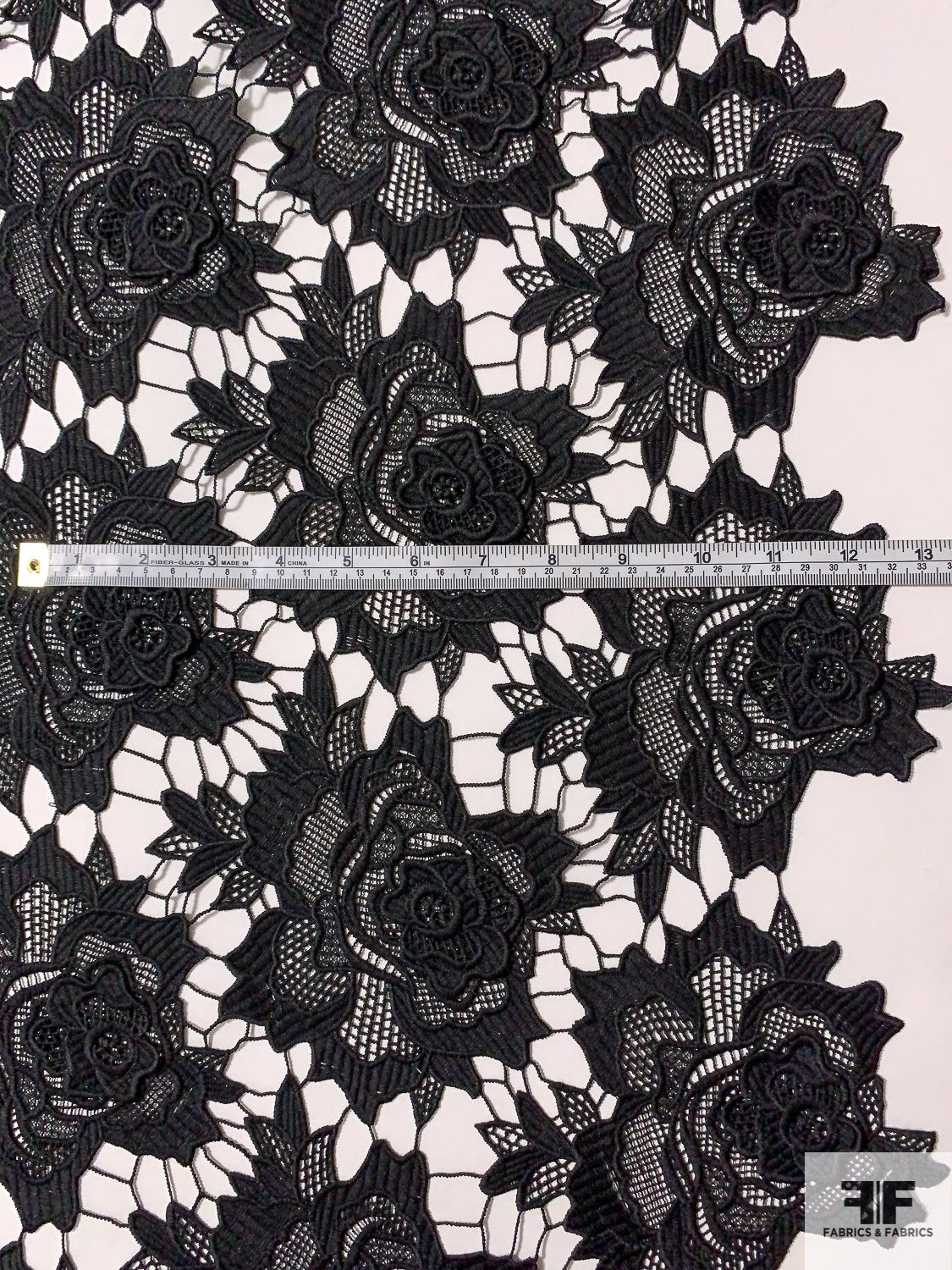 Made in Spain 3D Floral Burst Guipure Lace - Black