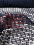 Open Weave Grid Guipure Lace - Navy