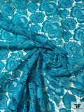 Floral Leaf Guipure Lace - Turqouise / Light Blue