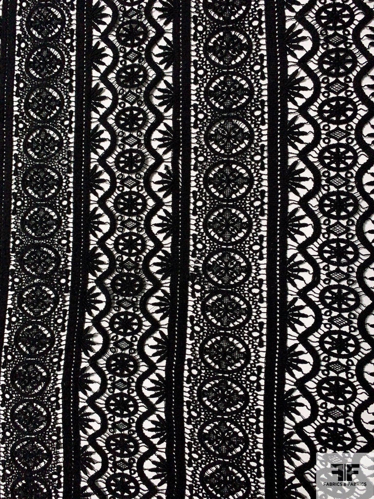 Linear Ethnic Pattern Battenberg Lace - Black | FABRICS & FABRICS ...
