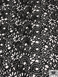 Floral Circle Design Guipure Lace - Black