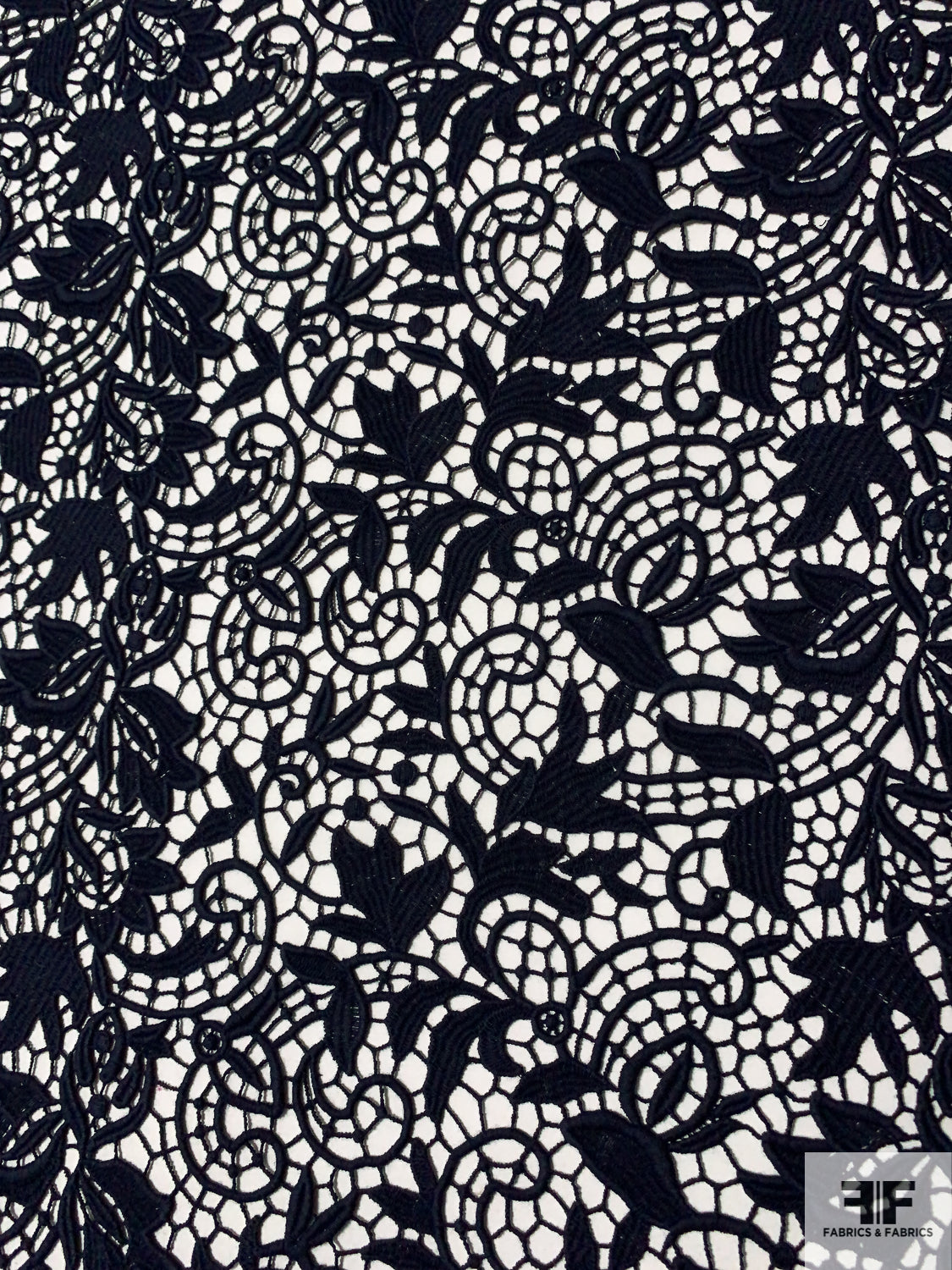 Paisley Floral Guipure Lace - Navy