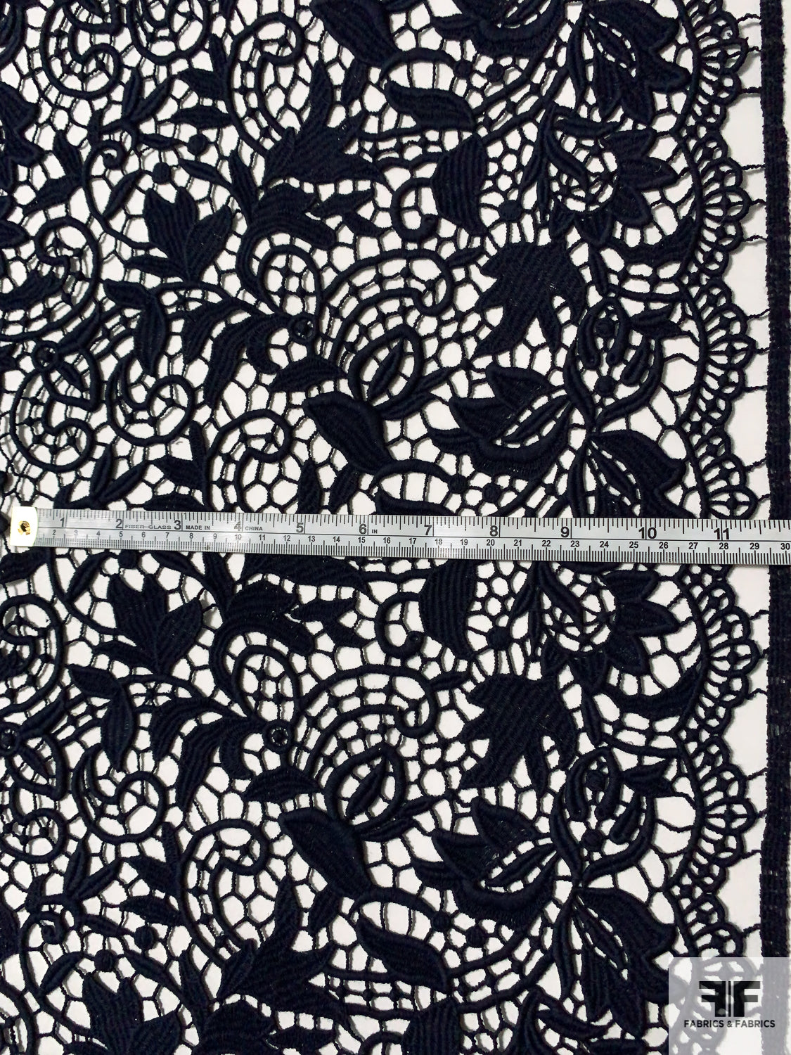 Paisley Floral Guipure Lace - Navy