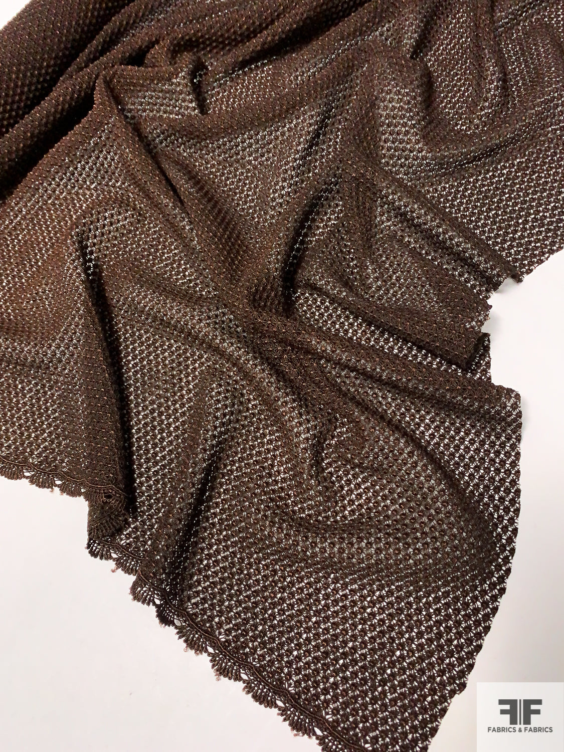 Textured Dot Guipure Lace - Chocolate Brown