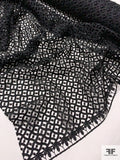 Dotted Wavy Grid Geometric Guipure Lace - Black