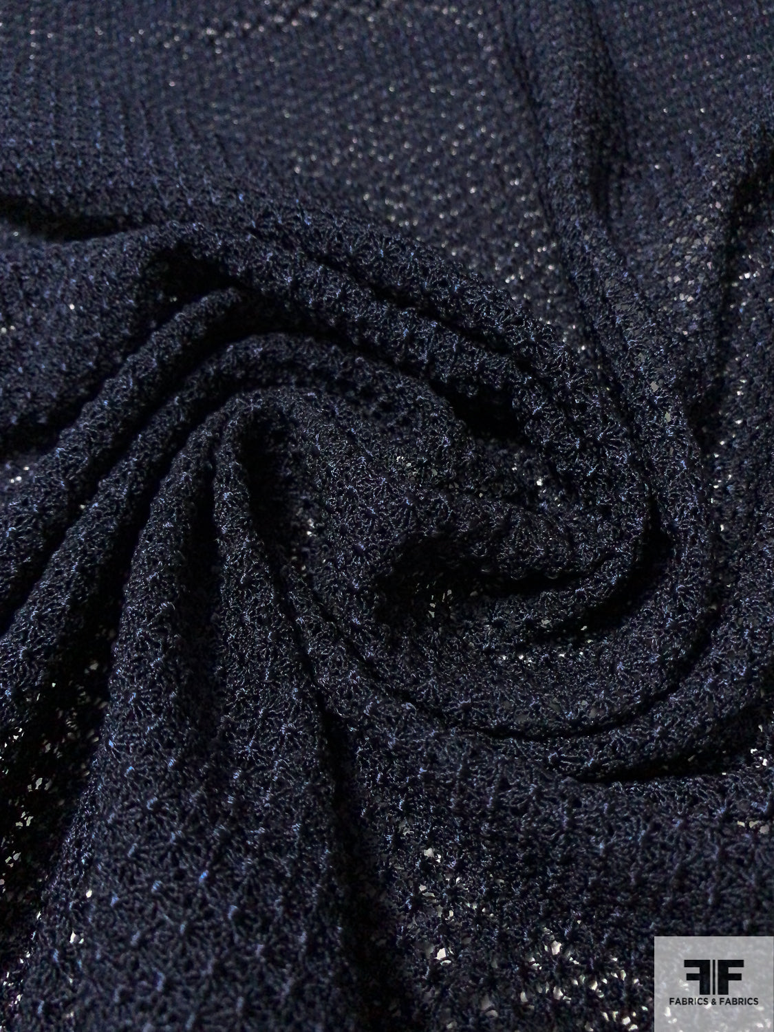Textured Dot Guipure Lace - Navy