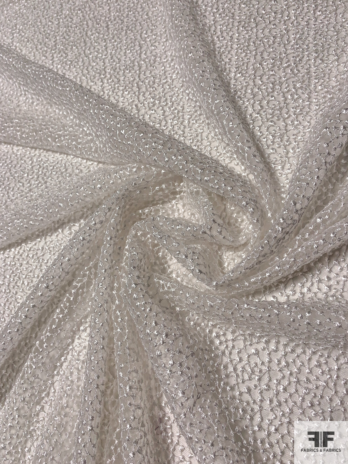 Dot Web Embroidered Tulle - Light Ivory