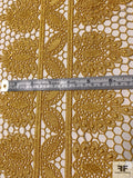 Single Scalloped Ornate Leaf Guipure Lace - Golden Turmeric