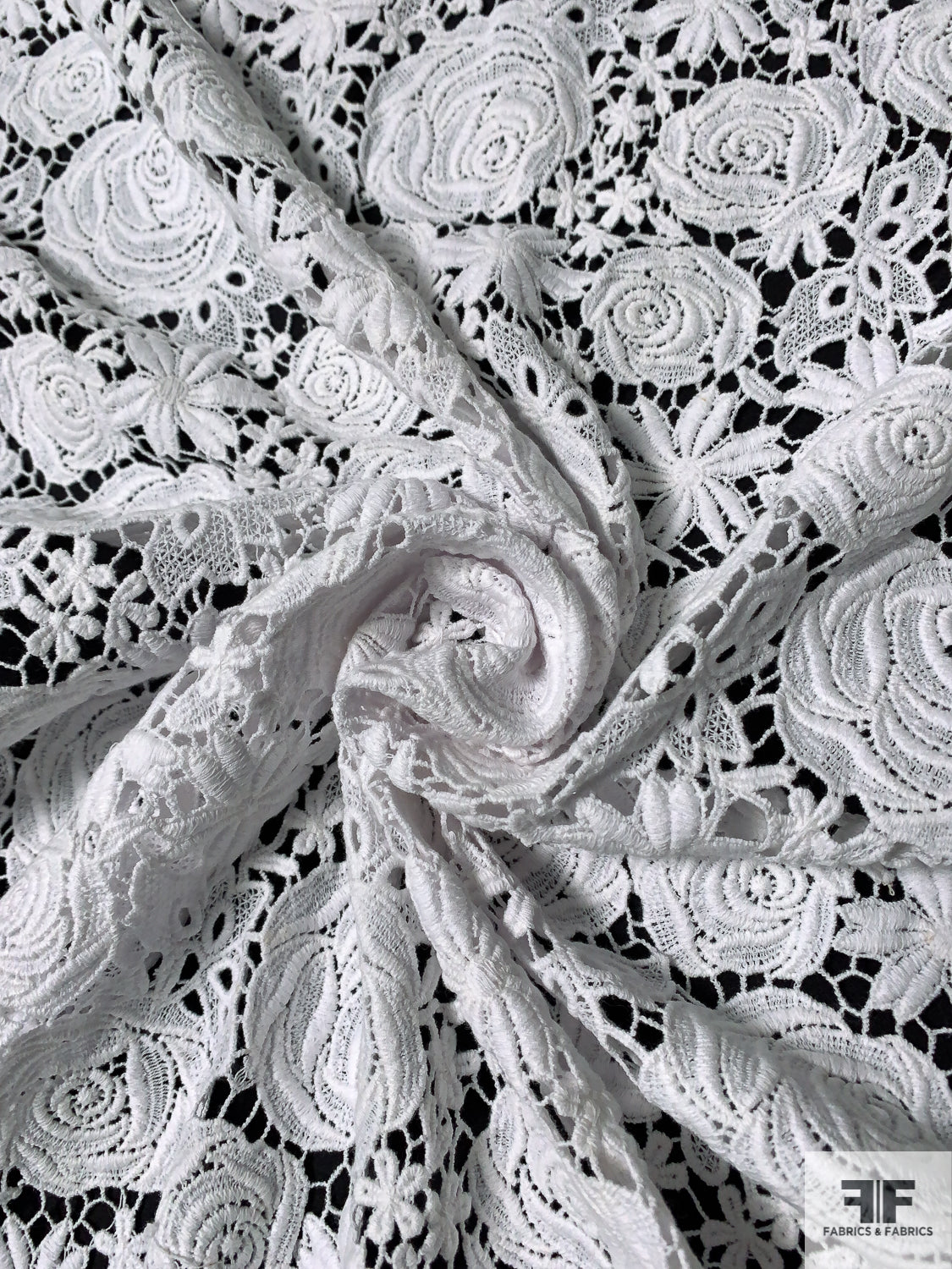 Floral Rosettes Guipure Lace White FABRICS FABRICS – Fabrics