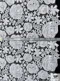Floral Rosettes Guipure Lace - White