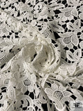 Double-Scalloped Floral Guipure Lace - Light Ivory