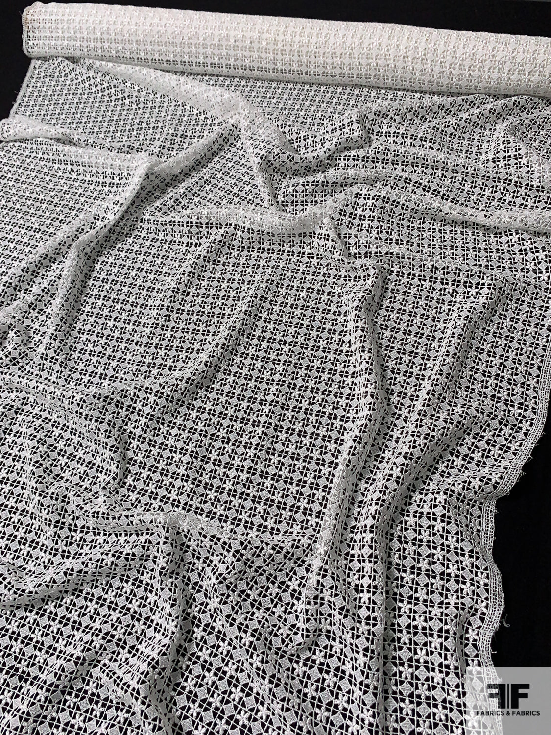 Swiss Geometric Grid Guipure Lace - Light Ivory