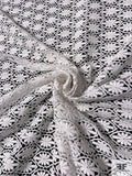 Swiss Double-Scalloped Floral Ovals Guipure Lace - Light Ivory