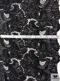 Double-Scalloped Floral Paisley Guipure Lace - Black