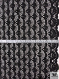 Art Deco Scales Double-Scalloped Guipure Lace - Black
