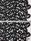 Double-Scalloped Swirl Lines Guipure Lace - Black