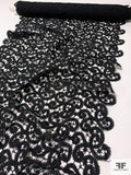 Double-Scalloped Swirl Lines Guipure Lace - Black
