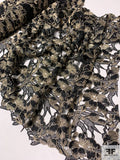 Double-Scalloped Abstract Floral Metallic Guipure Lace - Black / Gold