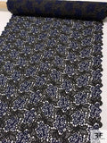Italian Double-Scalloped Floral Guipure Lace - Navy / Charcoal Grey